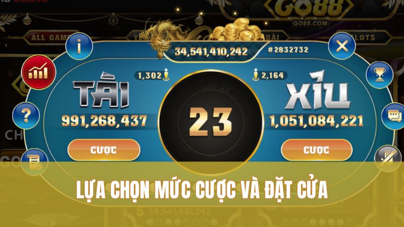 Lựa chọn mức cược và đặt cửa