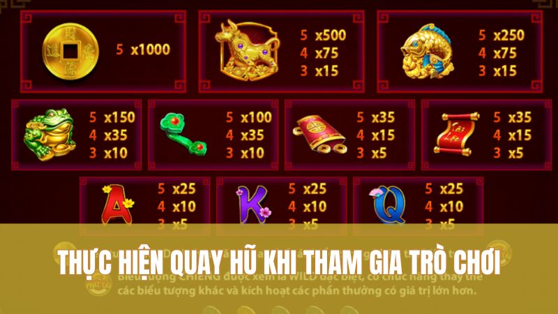 Thực hiện quay hũ khi tham gia trò chơi